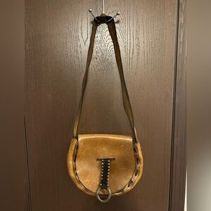 Vintage Brown Leather Saddle Crossbody Bag